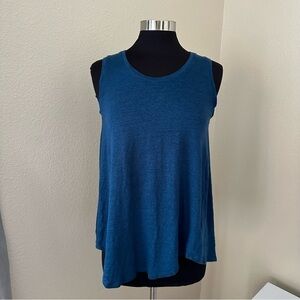 TAHARI Linen Lake Blue Sleeveless Asymmetrical Tank Top